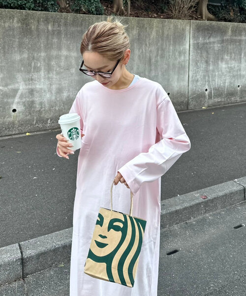 CIAOPANIC TYPY（チャオパニックティピー）の「【PON企画】クルーネックロングカットワンピース（ワンピース・レディース・ライトグレー/ピンク/チャコールグレー・SMALL/MEDIUM/LARGE）」の16枚目の写真