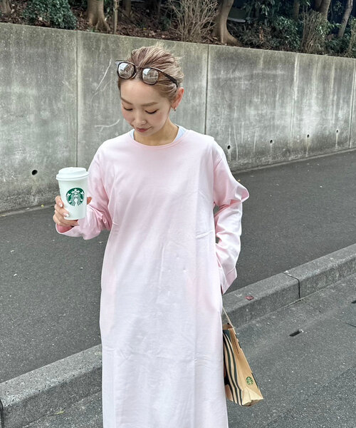 CIAOPANIC TYPY（チャオパニックティピー）の「【PON企画】クルーネックロングカットワンピース（ワンピース・レディース・ライトグレー/ピンク/チャコールグレー・SMALL/MEDIUM/LARGE）」の17枚目の写真