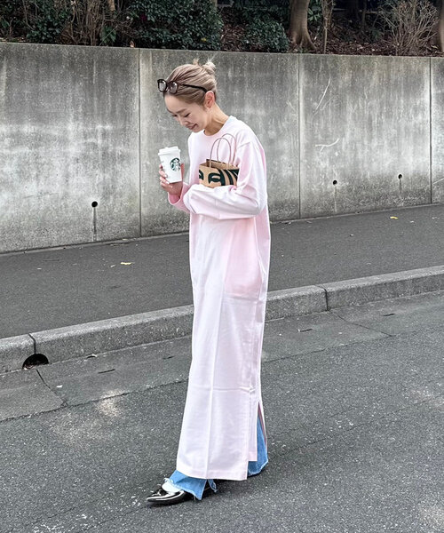 CIAOPANIC TYPY（チャオパニックティピー）の「【PON企画】クルーネックロングカットワンピース（ワンピース・レディース・ライトグレー/ピンク/チャコールグレー・SMALL/MEDIUM/LARGE）」の18枚目の写真