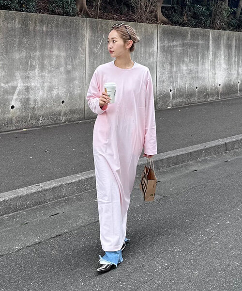 CIAOPANIC TYPY（チャオパニックティピー）の「【PON企画】クルーネックロングカットワンピース（ワンピース・レディース・ライトグレー/ピンク/チャコールグレー・SMALL/MEDIUM/LARGE）」の19枚目の写真