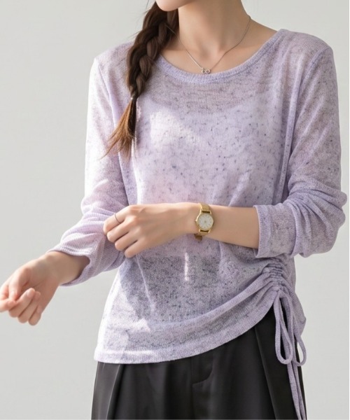 Per sist ence（パーシエンス）の「サイドシャーリングトップス（Tシャツ/カットソー・レディース・ブラック/パープル/グレー・ONE SIZE）」の3枚目の写真