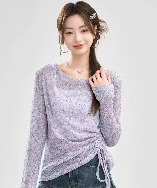 Per sist ence（パーシエンス）の「サイドシャーリングトップス（Tシャツ/カットソー・レディース・ブラック/パープル/グレー・ONE SIZE）」の9枚目の写真