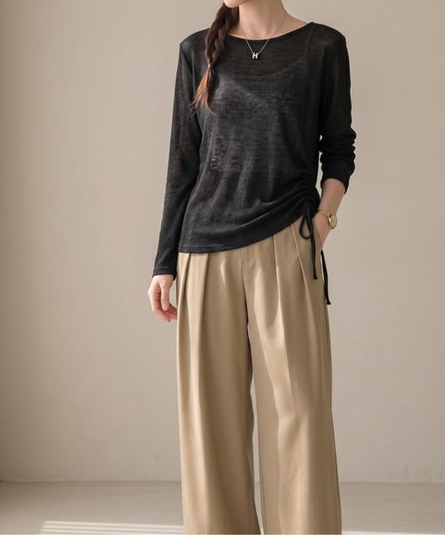 Per sist ence（パーシエンス）の「サイドシャーリングトップス（Tシャツ/カットソー・レディース・ブラック/パープル/グレー・ONE SIZE）」の5枚目の写真