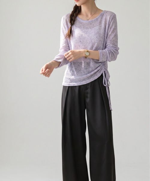 Per sist ence（パーシエンス）の「サイドシャーリングトップス（Tシャツ/カットソー・レディース・ブラック/パープル/グレー・ONE SIZE）」の7枚目の写真