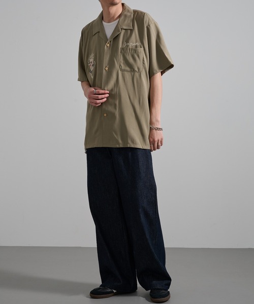 HOUSTON（ヒューストン）の「【HOUSTON】SOUVENIR SHIRT 刺繍スーベニアシャツ（シャツ/ブラウス・メンズ・イエロー/パープル/ブラック/ブラック系その他3/オレンジ系その他3/ブラック系その他2/オリーブ系2/オレンジ系その他2・M/L/XL）」の15枚目の写真