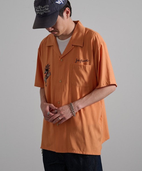 HOUSTON（ヒューストン）の「【HOUSTON】SOUVENIR SHIRT 刺繍スーベニアシャツ（シャツ/ブラウス・メンズ・イエロー/パープル/ブラック/ブラック系その他3/オレンジ系その他3/ブラック系その他2/オリーブ系2/オレンジ系その他2・M/L/XL）」の21枚目の写真