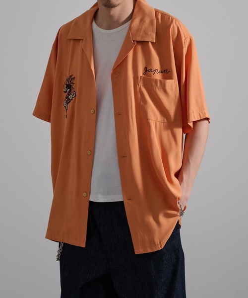 HOUSTON（ヒューストン）の「【HOUSTON】SOUVENIR SHIRT 刺繍スーベニアシャツ（シャツ/ブラウス・メンズ・イエロー/パープル/ブラック/ブラック系その他3/オレンジ系その他3/ブラック系その他2/オリーブ系2/オレンジ系その他2・M/L/XL）」の18枚目の写真