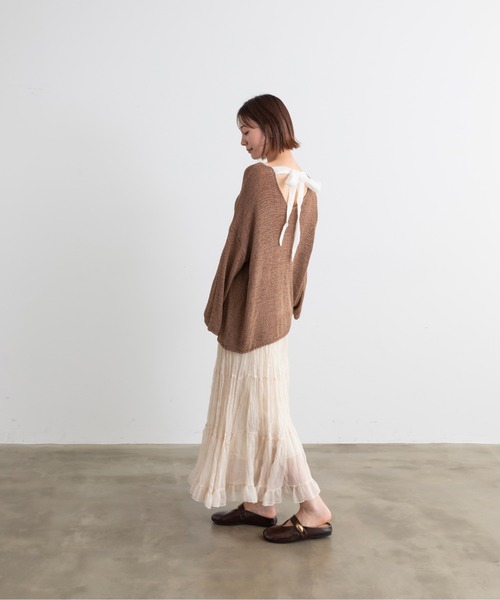 Lunea（ルネア）の「バックリボンオーバーニットトップス（ニット/セーター・レディース・ブラック/ライトブラウン/ダークブラウン/ホワイト/ピンク/ベージュ/ボルドー・FREE）」の20枚目の写真