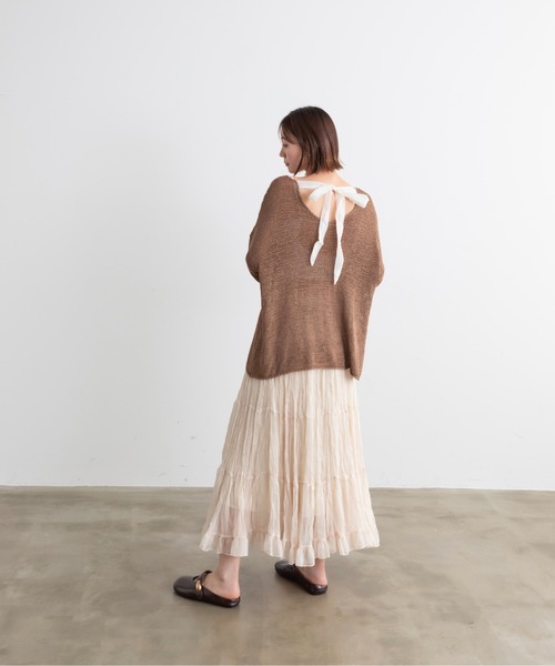 Lunea（ルネア）の「バックリボンオーバーニットトップス（ニット/セーター・レディース・ブラック/ライトブラウン/ダークブラウン/ホワイト/ピンク/ベージュ/ボルドー・FREE）」の22枚目の写真