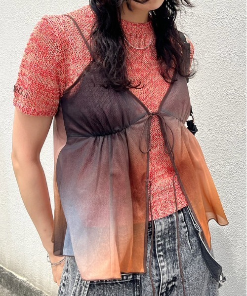 Ameri（アメリ）の「LAYERED OVER SHOULDER KNIT（ニット