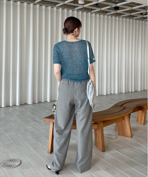 Ameri MINIMALSHIRTDOCKING KNIT アメリカットソー Ameri（アメリ）の「CONCEPT LOGO KNIT TOP（ニット/セーター