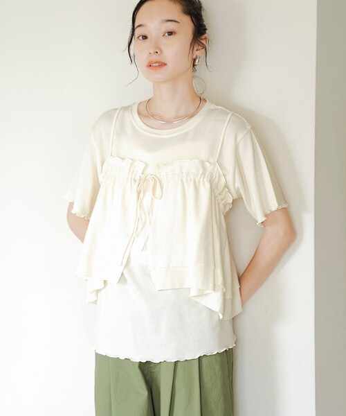 coen（コーエン）の「【セットアイテム】配色リブキャミソールセットTシャツ（Tシャツ/カットソー・レディース・ナチュラル/ライトブルー/ライム/オレンジ・M/L）」の2枚目の写真