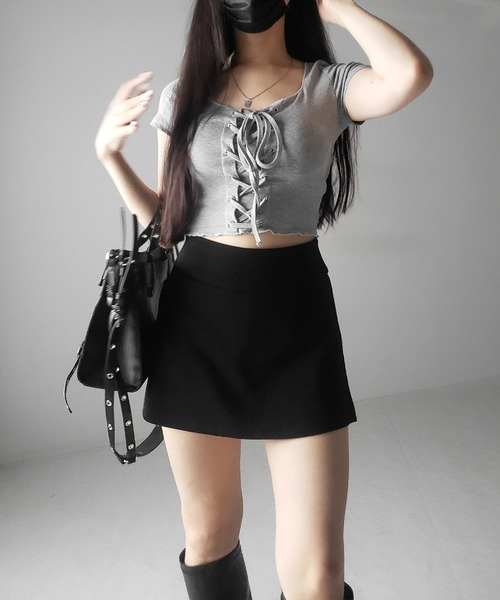 me+em select(ミームセレクト)の「【 2color / 3size 】サイドスリットレイヤードスウェットミニスカパン / side slit layered sweat mini skirt pants(その他パンツ・レディース・グレー/ブラック・MEDIUM/SMALL/LARGE)」の20枚目の写真