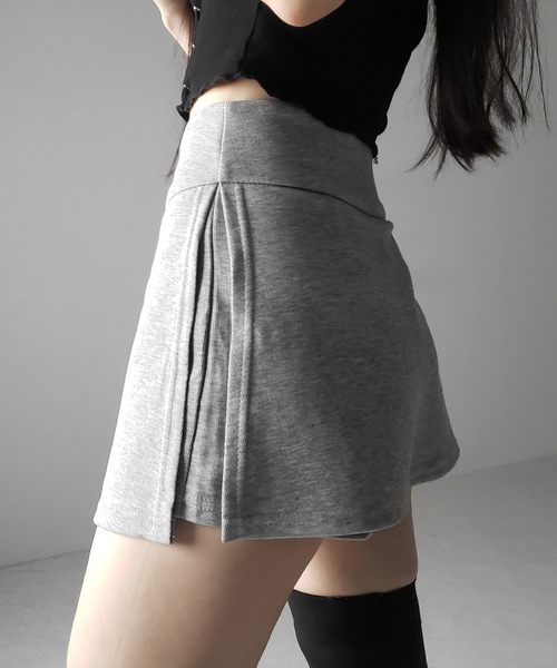 me+em select(ミームセレクト)の「【 2color / 3size 】サイドスリットレイヤードスウェットミニスカパン / side slit layered sweat mini skirt pants(その他パンツ・レディース・グレー/ブラック・MEDIUM/SMALL/LARGE)」の6枚目の写真