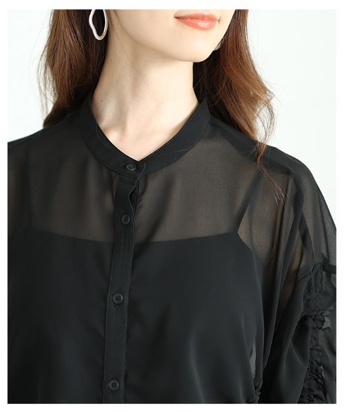 Sawa a la mode(サワアラモード)の「袖リボンドロストシャツブラウス(シャツ/ブラウス・レディース・ブラック/ミント/ホワイト・FREE)」の10枚目の写真