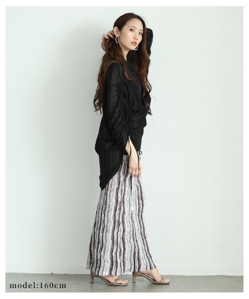 Sawa a la mode(サワアラモード)の「袖リボンドロストシャツブラウス(シャツ/ブラウス・レディース・ブラック/ミント/ホワイト・FREE)」の11枚目の写真
