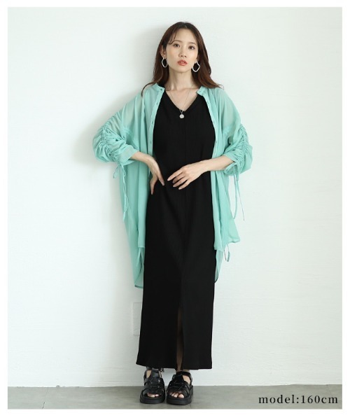 Sawa a la mode(サワアラモード)の「袖リボンドロストシャツブラウス(シャツ/ブラウス・レディース・ブラック/ミント/ホワイト・FREE)」の14枚目の写真