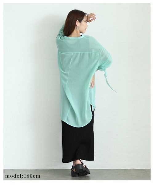 Sawa a la mode(サワアラモード)の「袖リボンドロストシャツブラウス(シャツ/ブラウス・レディース・ブラック/ミント/ホワイト・FREE)」の17枚目の写真