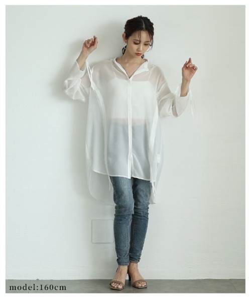 Sawa a la mode(サワアラモード)の「袖リボンドロストシャツブラウス(シャツ/ブラウス・レディース・ブラック/ミント/ホワイト・FREE)」の20枚目の写真