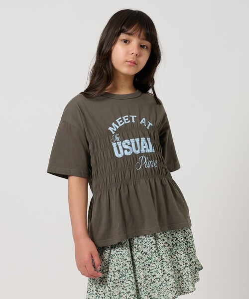 セール】シャーリングプリント Tシャツ / キッズ 140cm-160cm（T