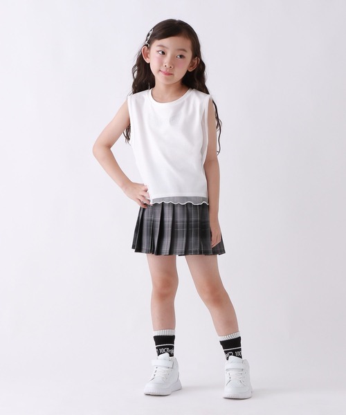 10C REPIPI（ジューシーレピピ）の「【10C REPIPI】チュールレイヤードタンク（タンクトップ・キッズ・ブラック/ホワイト・130cm/120cm/110cm）」の4枚目の写真