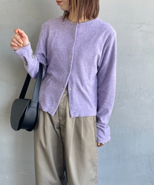 tシャツ 「MEYAME/メヤメ」 オーガニックコットンパイル クルーネック カーディガン レディース MEYAME/メヤメ] オーガニックコットンパイル クルーネック