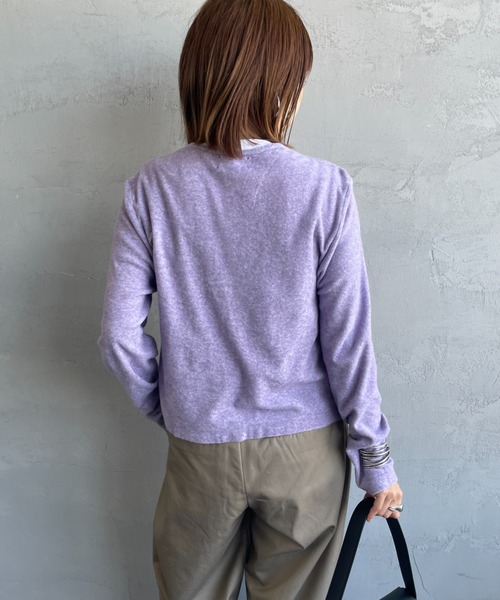 tシャツ 「MEYAME/メヤメ」 オーガニックコットンパイル クルーネック カーディガン レディース MEYAME/メヤメ] オーガニックコットンパイル クルーネック