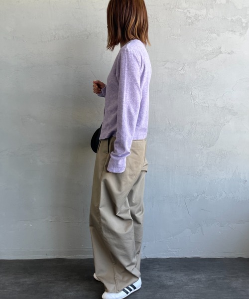 tシャツ 「MEYAME/メヤメ」 オーガニックコットンパイル クルーネック カーディガン レディース MEYAME/メヤメ] オーガニックコットンパイル クルーネック