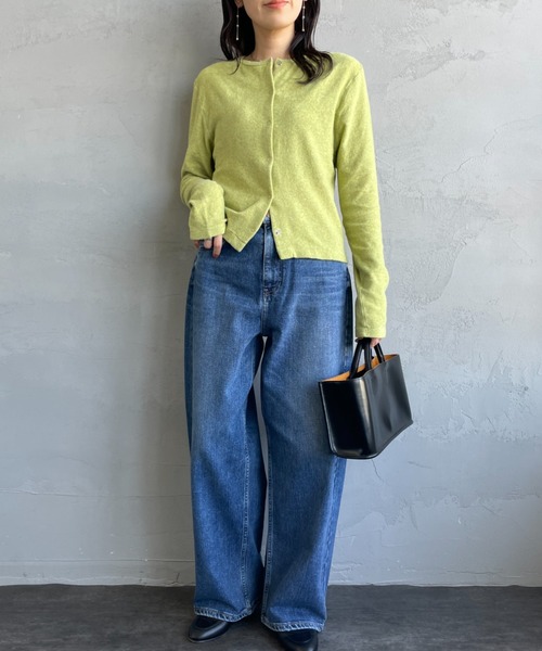 tシャツ 「MEYAME/メヤメ」 オーガニックコットンパイル クルーネック カーディガン レディース MEYAME/メヤメ] オーガニックコットンパイル クルーネック