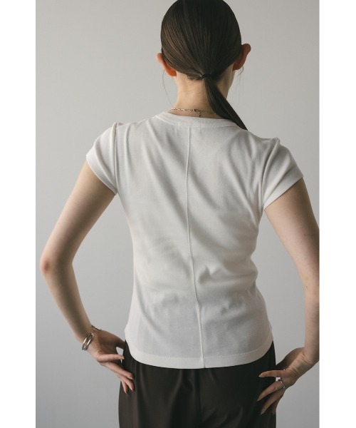STYLEMIXER(スタイルミキサー)の「ヘムラウンドフレンチスリーブT(Tシャツ/カットソー・レディース・ホワイト/ブラック/ライム・FREE)」の6枚目の写真