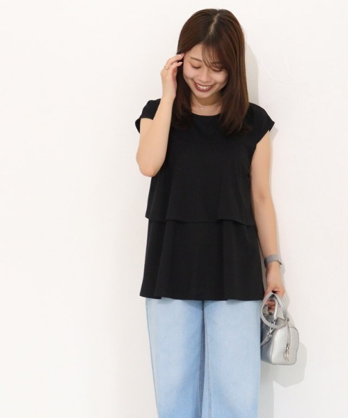 Pierrot(ピエロ)の「ひんやりシルキーティアードフリルカットソー(Tシャツ/カットソー・レディース・オフホワイト/ネイビー/ブラック・M/L)」の16枚目の写真