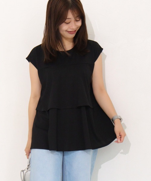 Pierrot(ピエロ)の「ひんやりシルキーティアードフリルカットソー(Tシャツ/カットソー・レディース・オフホワイト/ネイビー/ブラック・M/L)」の17枚目の写真