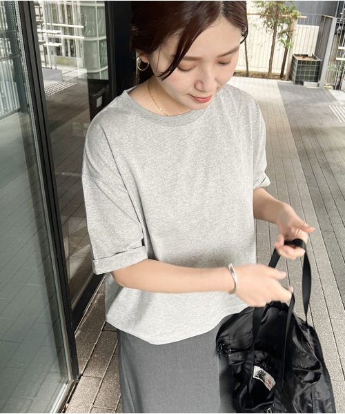 JOURNAL STANDARD（ジャーナルスタンダード）の「《追加4》汗ジミ防止天竺ビッグT（Tシャツ/カットソー・レディース・チャコールグレー/ブラック系その他/ホワイト・FREE）」の5枚目の写真