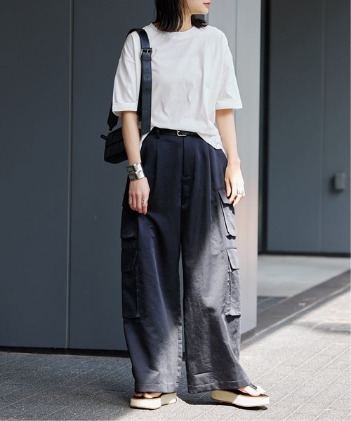 JOURNAL STANDARD（ジャーナルスタンダード）の「《追加4》汗ジミ防止天竺ビッグT（Tシャツ/カットソー・レディース・チャコールグレー/ブラック系その他/ホワイト・FREE）」の7枚目の写真