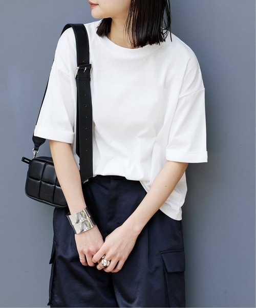 JOURNAL STANDARD（ジャーナルスタンダード）の「《追加4》汗ジミ防止天竺ビッグT（Tシャツ/カットソー・レディース・チャコールグレー/ブラック系その他/ホワイト・FREE）」の10枚目の写真