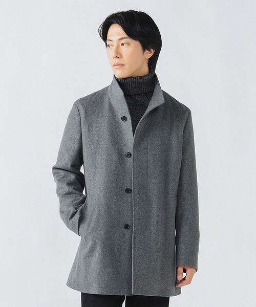 BEAMS HEART（ビームスハート）の「ウールカシミヤ ショート スタンドカラーコート（その他アウター・メンズ・ネイビー/グレー・X-LARGE/LARGE/SMALL/MEDIUM）」の2枚目の写真