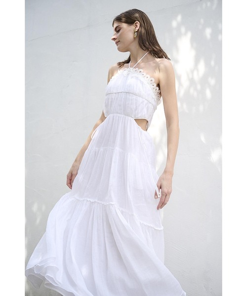 Elizabeth Long Dress リネンカットアウトシャーリングドレス