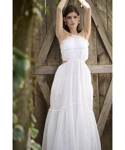 Estella.K(エステラケー)の「Elizabeth Long Dress リネンカットアウトシャーリングドレス(ワンピース・レディース・ホワイト/ブラック/サックスブルー/モーブ系・FREE)」の17枚目の写真