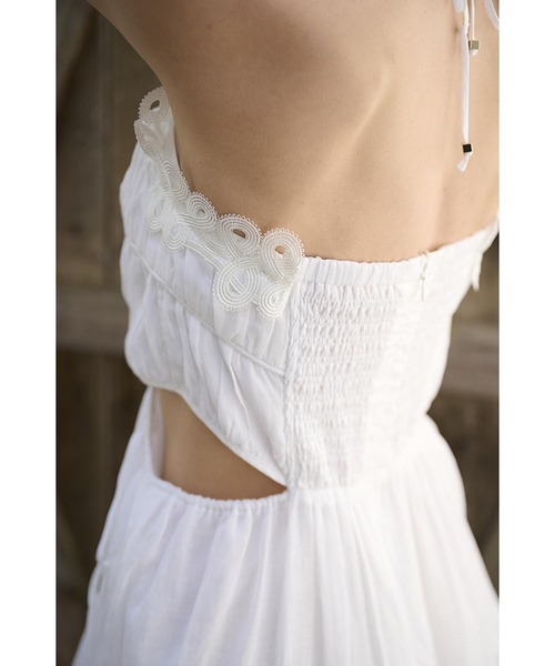 Estella.K(エステラケー)の「Elizabeth Long Dress リネンカットアウトシャーリングドレス(ワンピース・レディース・ホワイト/ブラック/サックスブルー/モーブ系・FREE)」の15枚目の写真