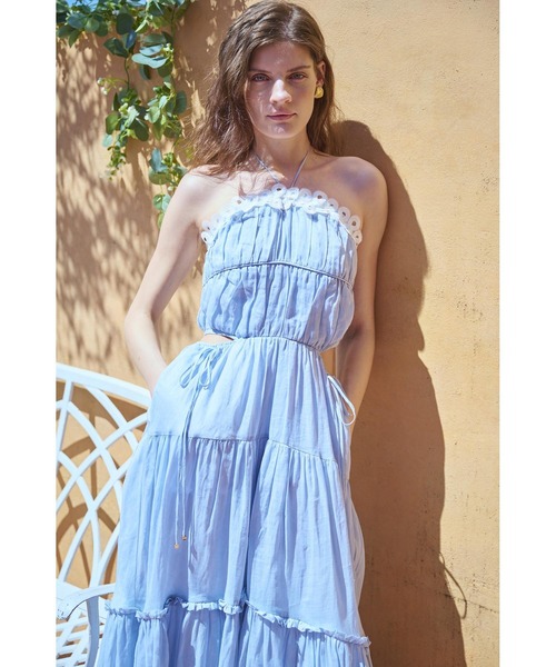 Elizabeth Long Dress リネンカットアウトシャーリングドレス