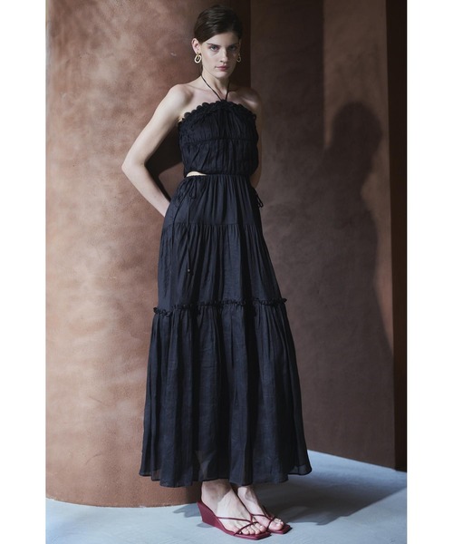 エステラケー　estella.k シャーリングプリーツティアードドレス 新品！ Estella.K ワンピース Haute Summer Dress シャーリングプリーツ