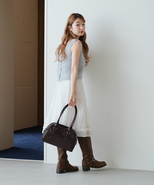 Kastane(カスタネ)の「【新色追加/セットアップ対応/前後2WAY】シャギービスチェ(タンクトップ・レディース・サックスブルー/アイボリー/チャコールグレー/ダークブラウン・FREE)」の9枚目の写真