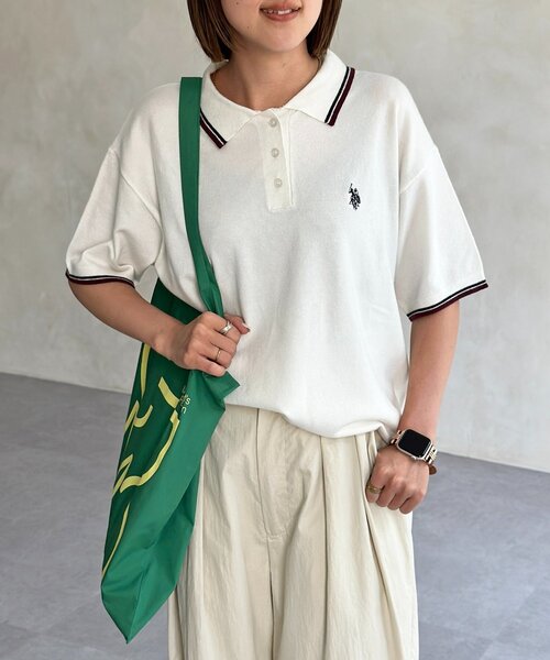 U.S. POLO ASSN.（ユーエスポロアッスン）の「【U.S. POLO ASSN. 】ニットポロ（ニット/セーター・レディース・ホワイト/ネイビー/ブラック・FREE）」の11枚目の写真