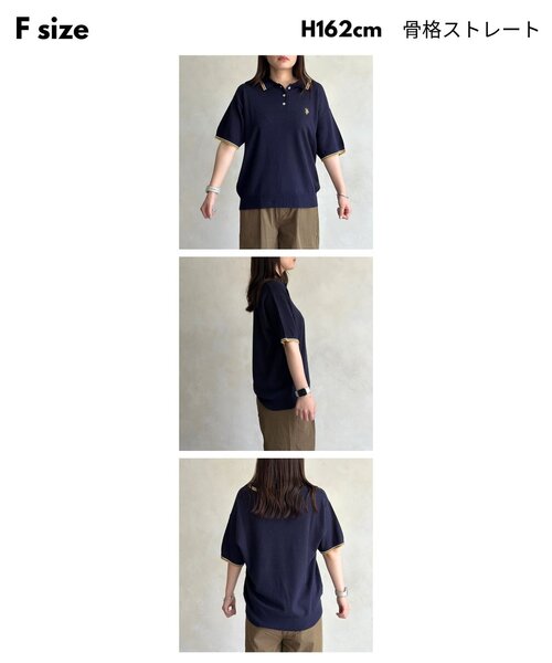 U.S. POLO ASSN.（ユーエスポロアッスン）の「【U.S. POLO ASSN. 】ニットポロ（ニット/セーター・レディース・ホワイト/ネイビー/ブラック・FREE）」の21枚目の写真