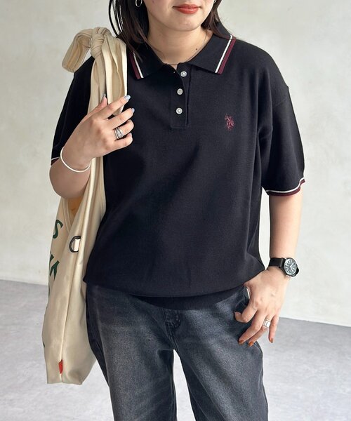 U.S. POLO ASSN.（ユーエスポロアッスン）の「【U.S. POLO ASSN. 】ニットポロ（ニット/セーター・レディース・ホワイト/ネイビー/ブラック・FREE）」の22枚目の写真