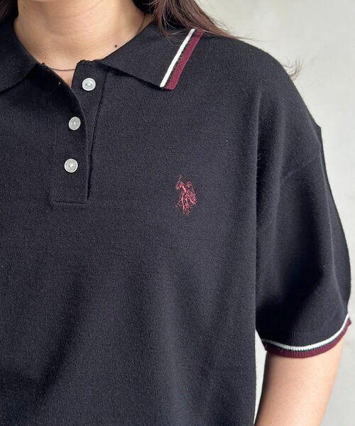 U.S. POLO ASSN.（ユーエスポロアッスン）の「【U.S. POLO ASSN. 】ニットポロ（ニット/セーター・レディース・ホワイト/ネイビー/ブラック・FREE）」の5枚目の写真