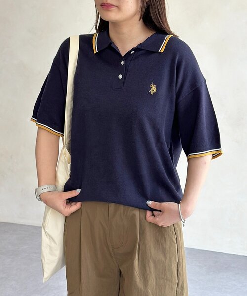 U.S. POLO ASSN.（ユーエスポロアッスン）の「【U.S. POLO ASSN. 】ニットポロ（ニット/セーター・レディース・ホワイト/ネイビー/ブラック・FREE）」の6枚目の写真