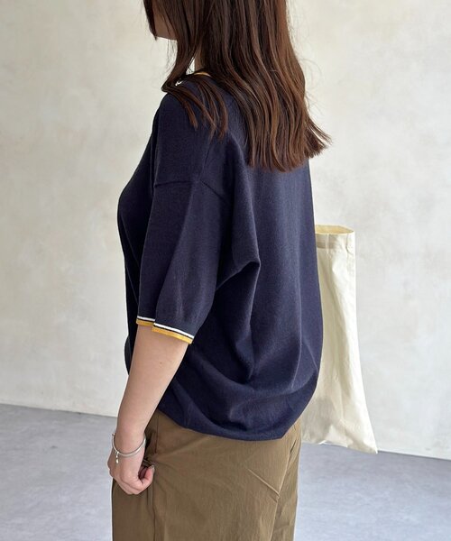 U.S. POLO ASSN.（ユーエスポロアッスン）の「【U.S. POLO ASSN. 】ニットポロ（ニット/セーター・レディース・ホワイト/ネイビー/ブラック・FREE）」の7枚目の写真