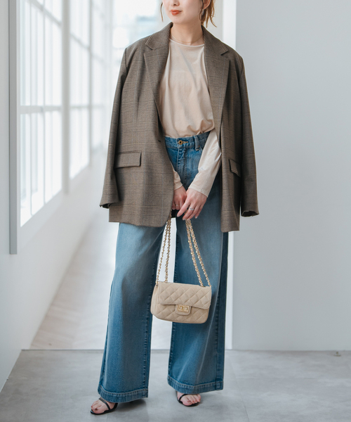 Spick & Span（スピックアンドスパン）の「AULENTTI/オウレンティ キルティングバッグ（ショルダーバッグ・レディース・ベージュ/チャコールグレー・FREE）」の17枚目の写真