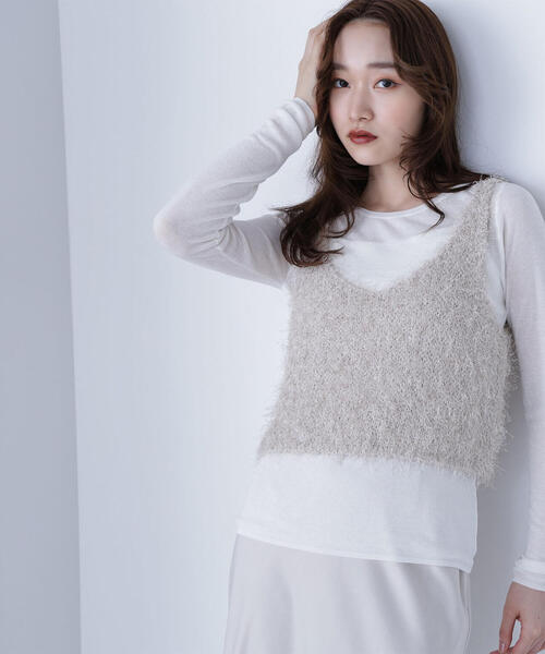 NATURAL BEAUTY BASIC(ナチュラルビューティーベーシック)の「◇シアーレイヤードフリンジベストセット(ベスト・レディース・グレー系その他/ブラウン系その他/ベージュ系その他・FREE)」の4枚目の写真